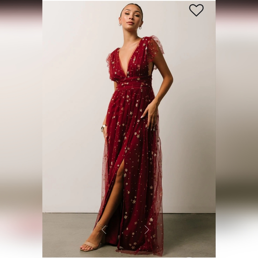 Soieblu Burgundy Starry Evening Gown
